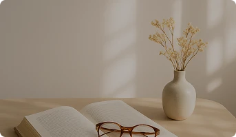 Cozy reading scene with mug and book